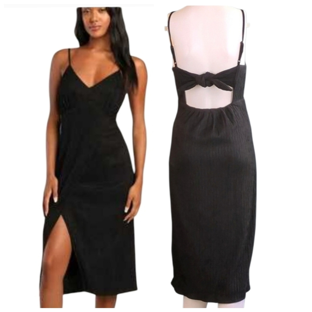 Lulu's Midi Wrap Dress Open Back